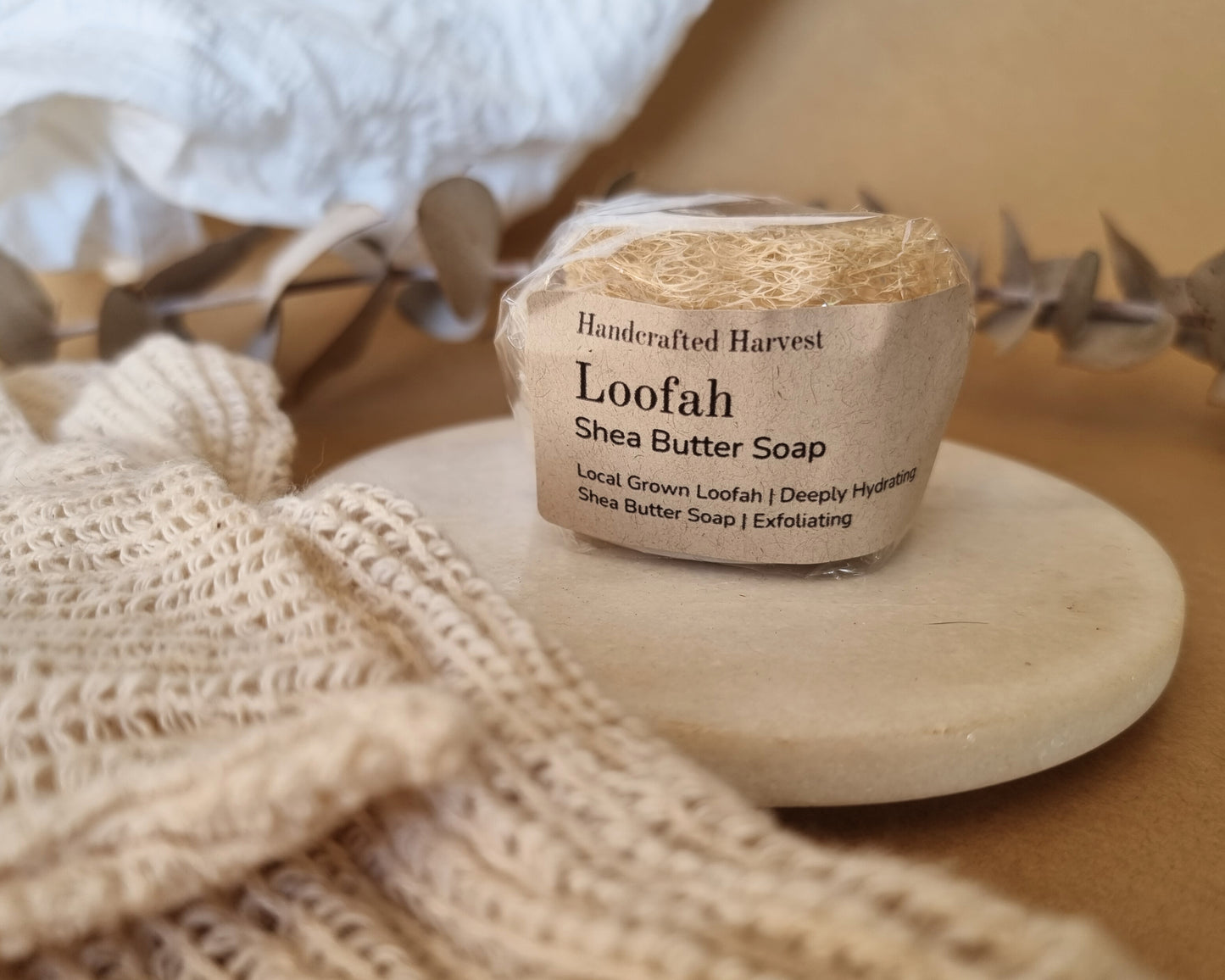 Natural Loofah Exfoliating Soap - Moisturising Shea Butter for Soft Feet and Skin
