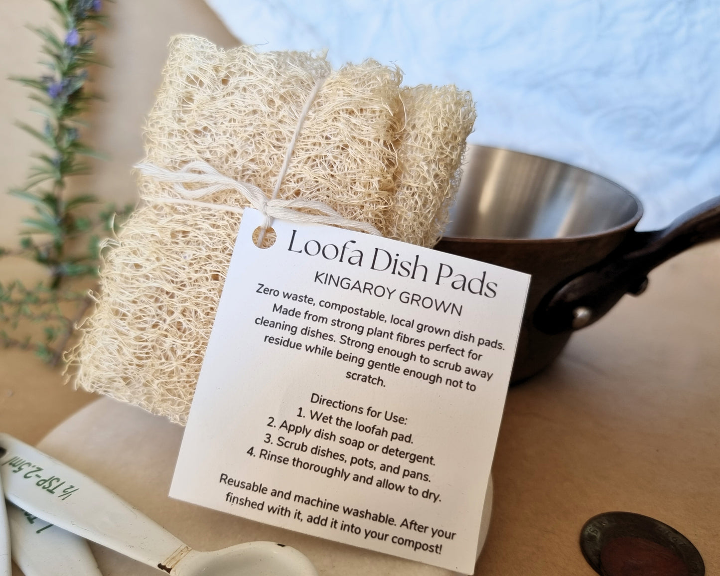 Australian Grown Loofah Dish Pads - Compostable Eco-Friendly Scourers
