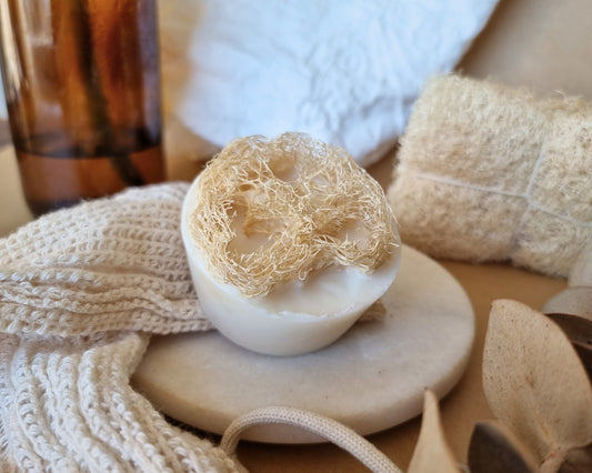 Natural Loofah Exfoliating Soap - Moisturising Shea Butter for Soft Feet and Skin